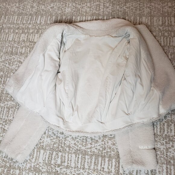 Lululemon Textured Fleece Collared Jacket in Bone Asymmetrical Zip Front S/M - Picture 9 of 12